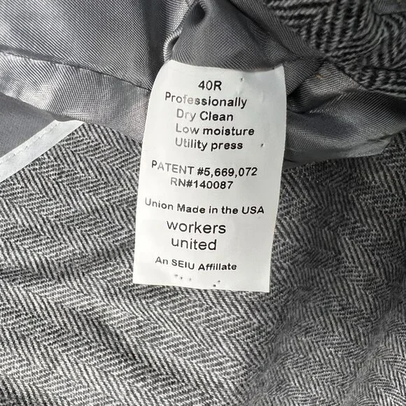 NWT WALTER MORTON 40R Gray Herringbone 2 btn100% Worsted Wool blazer USA 1 vent - Picture 8 of 9